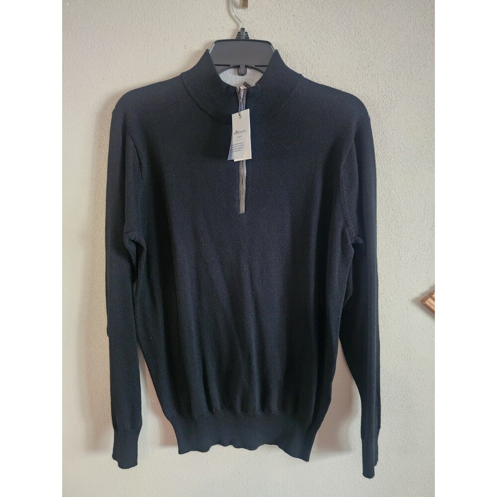 Peter Millar Crown Soft 1/4 Zip Sweater Men Small Black Merino Wool Silk NWT